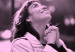 woman, grateful, pink filter