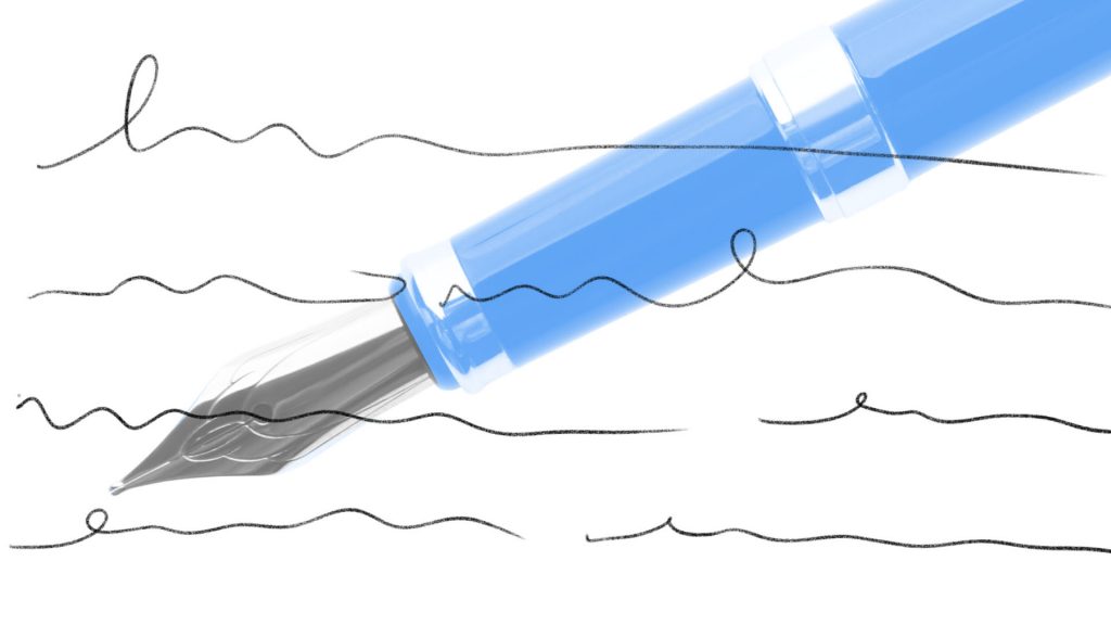 poetry, blue pen